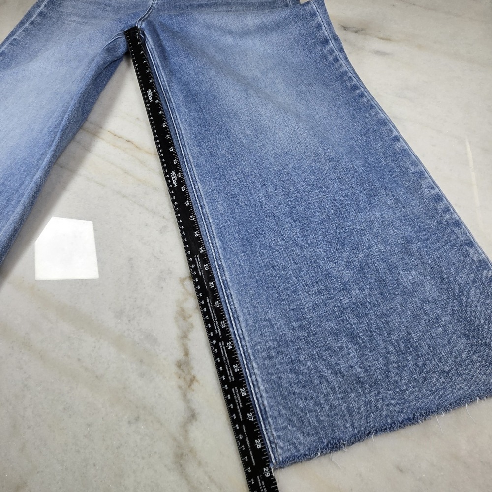 Flying Monkey High Rise Wide Leg Cropped Jeans Size 33 Boho Streetwear Coastal - Picture 3 of 12